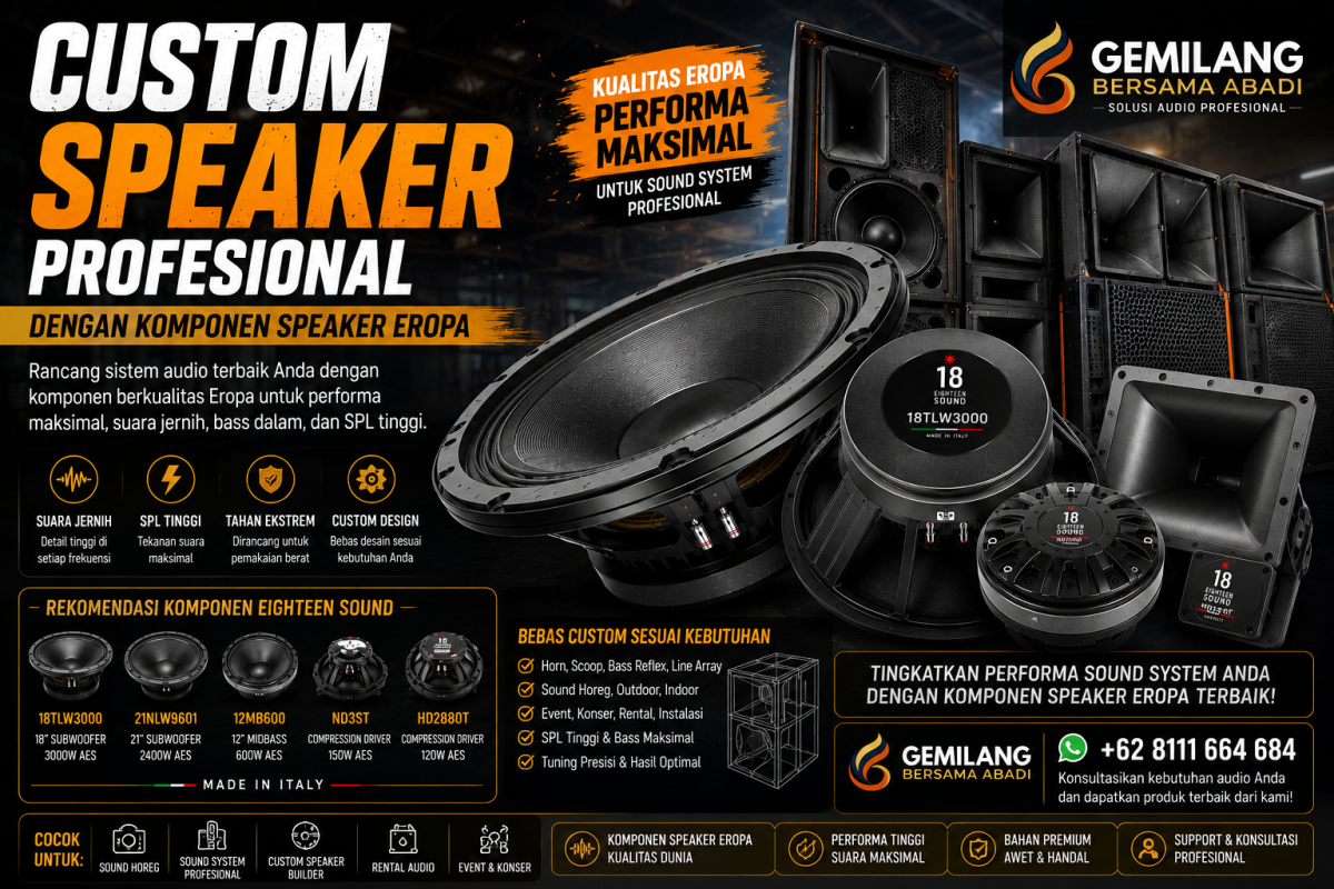 Speaker Komponen, Speaker 18 inc, Spl Speaker, Custom Speaker, Speaker Eropa, Komponen Speaker Murah
