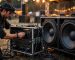 Teknisi sound system menyesuaikan watt power amplifier dengan speaker lapangan